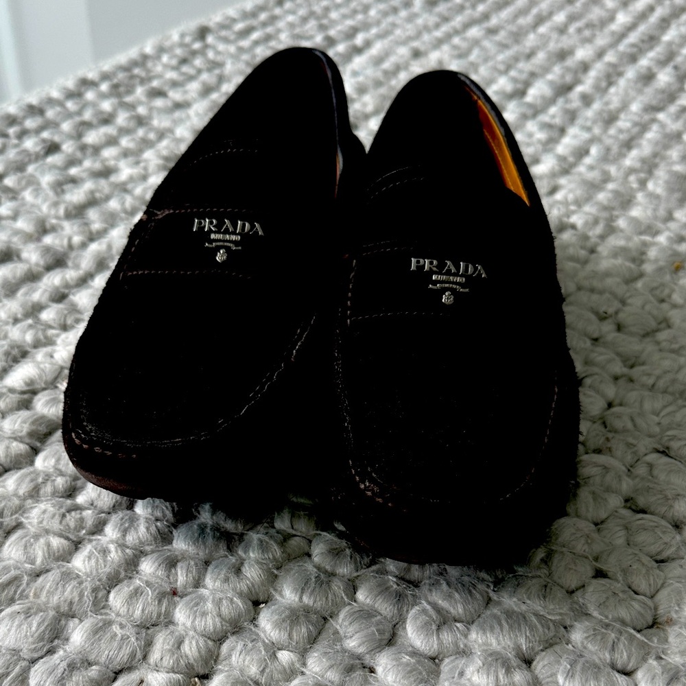 Prada Men's Elegant Brown  Slip-On Loafers